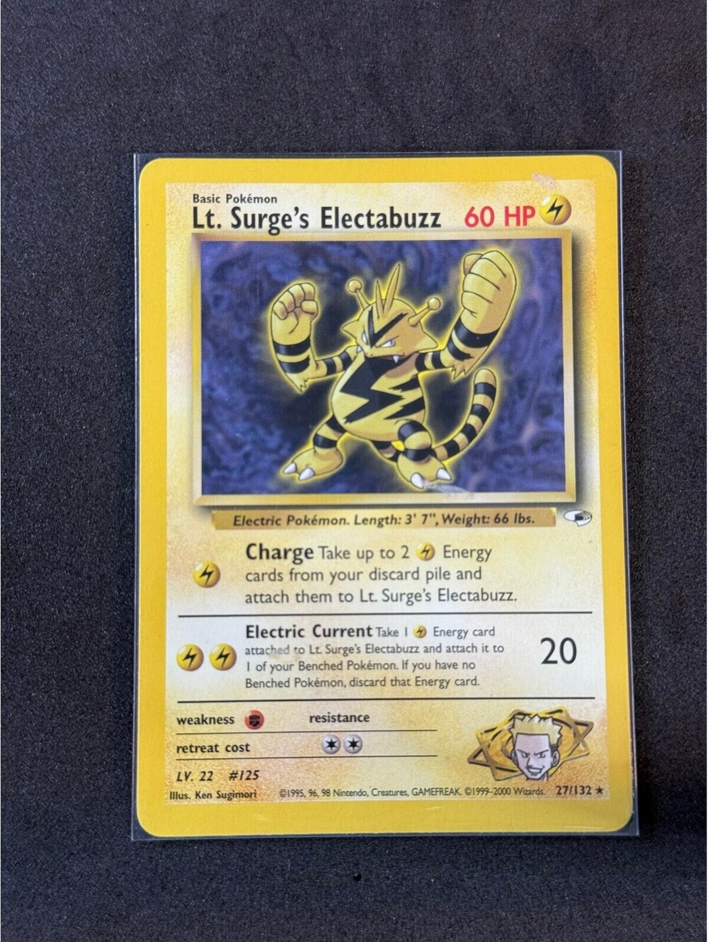 Pokemon Lt. Surge's Electabuzz 60 HP gym heroes - Vintage